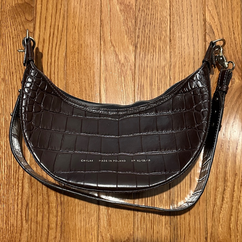 Chylak Croc-Embossed Leather Croissant Bag